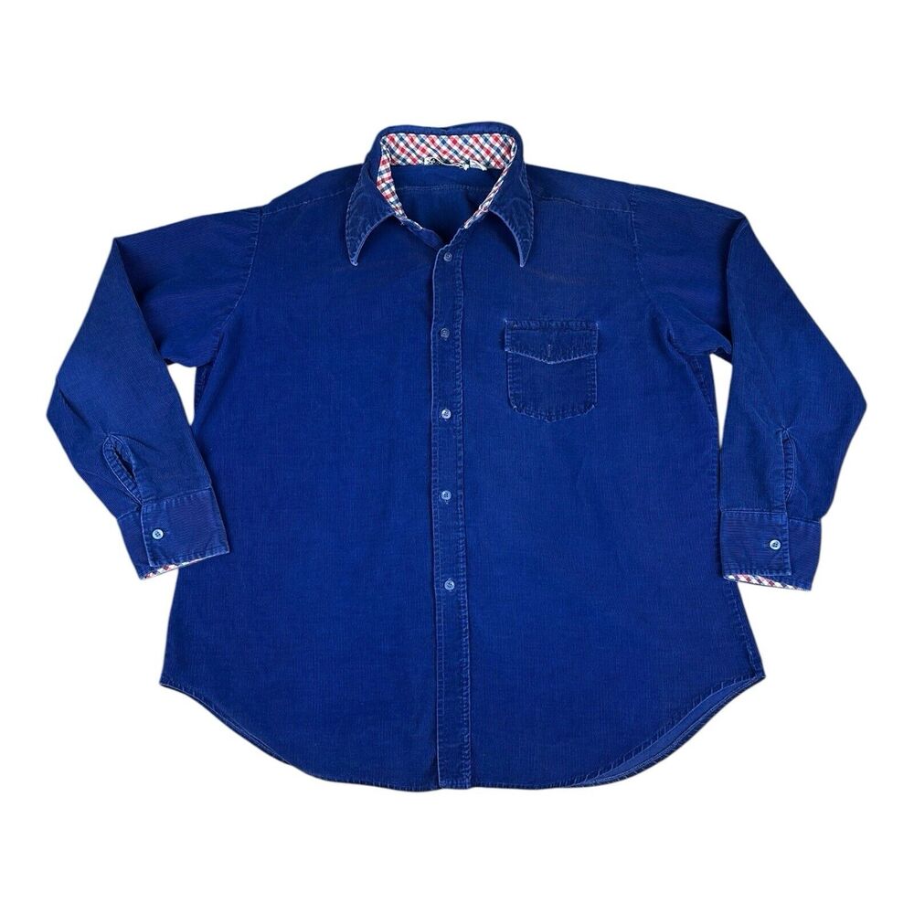 Vintage Sutton Place Button Down Blue Corduroy Long Sleeve XL Men’s RARE